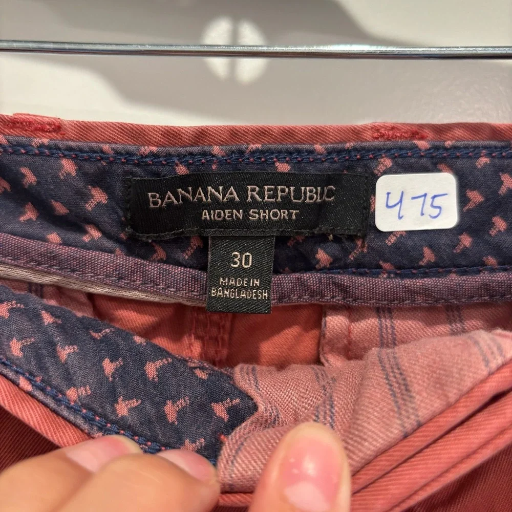 Banana‎ Republic Aiden Short Mens 30 Red Salmon Chino Flat Front Cotton Twill